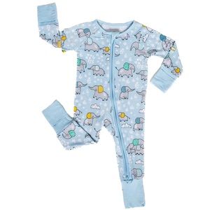 Little Sleepies Blue Elephant Bamboo Footies